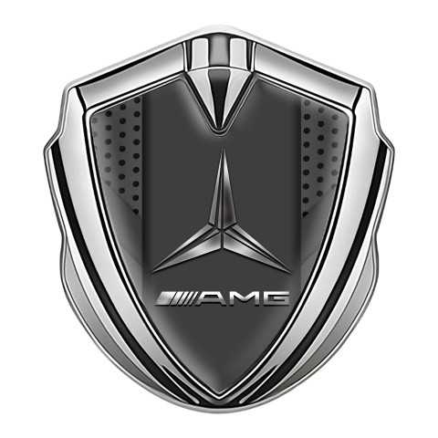 Mercedes AMG Fender Emblem Badge Silver Dark Grate Grey Elements