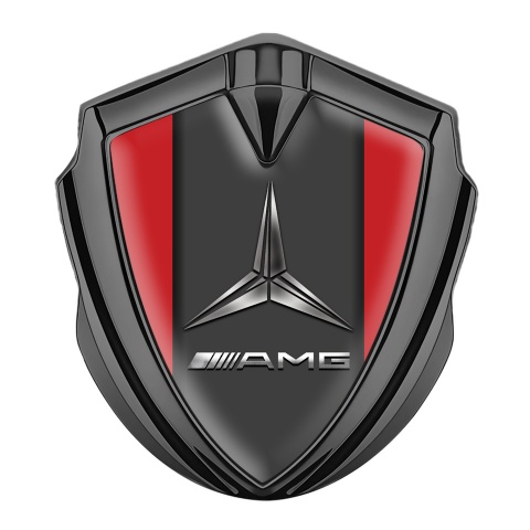 Mercedes AMG Metal Emblem Self Adhesive Graphite Red Base Metallic Logo