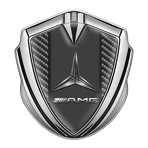 Mercedes AMG Trunk Domed Emblem Badge Silver Dark Carbon Metallic Logo