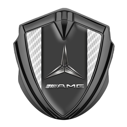 Mercedes AMG Trunk Metal Emblem Badge Graphite White Carbon Metallic Logo