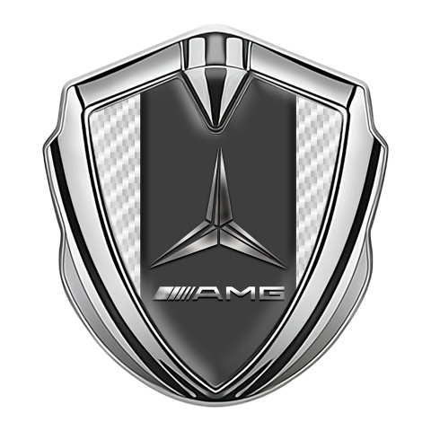 Mercedes AMG Trunk Metal Emblem Badge Silver White Carbon Metallic Logo