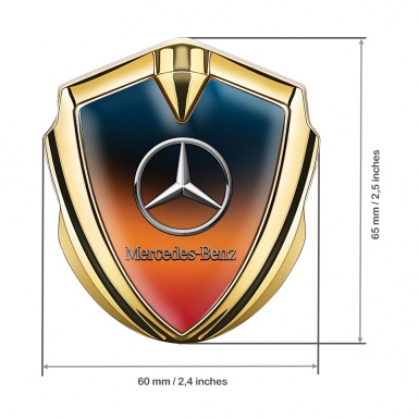 Mercedes Benz Metal Emblem Self Adhesive Gold Color Gradient Effect