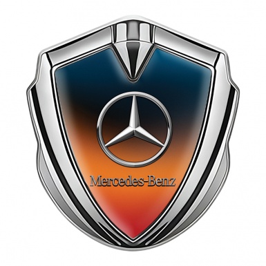 Mercedes Benz Metal Emblem Self Adhesive Silver Color Gradient Effect