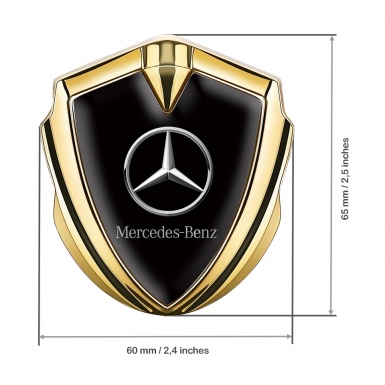 Mercedes Benz 3D Car Metal Domed Emblem Gold Black Base Chrome Logo