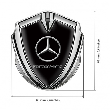 Mercedes Benz 3D Car Metal Domed Emblem Silver Black Base Chrome Logo