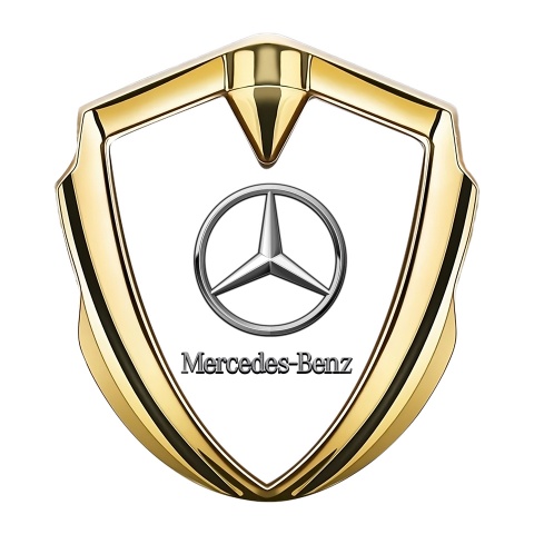 Mercedes Benz Bodyside Domed Emblem Gold White Foundation Edition