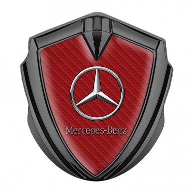 Mercedes Benz Fender Emblem Badge Graphite Red Carbon Chrome Logo