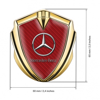 Mercedes Benz Fender Emblem Badge Gold Red Carbon Chrome Logo