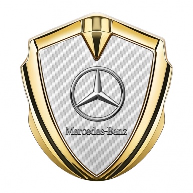 Mercedes Benz Fender Metal Domed Emblem Gold White Carbon Variant