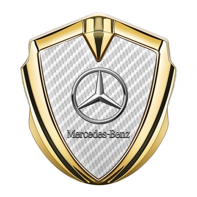 Mercedes Benz Fender Metal Domed Emblem Gold White Carbon Variant