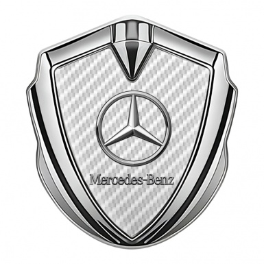 Mercedes Benz Fender Metal Domed Emblem Silver White Carbon Variant