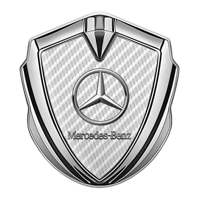 Mercedes Benz Fender Metal Domed Emblem Silver White Carbon Variant