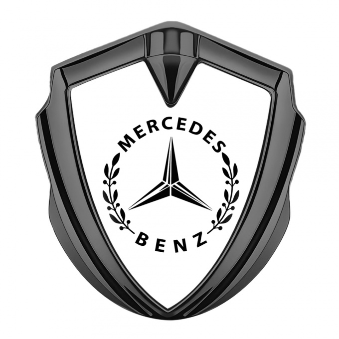 Mercedes Benz Trunk Emblem Badge Graphite White Laurel Logo Edition