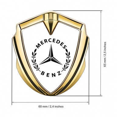 Mercedes Benz Trunk Emblem Badge Gold White Laurel Logo Edition