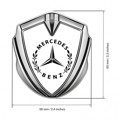 Mercedes Benz Trunk Emblem Badge Silver White Laurel Logo Edition