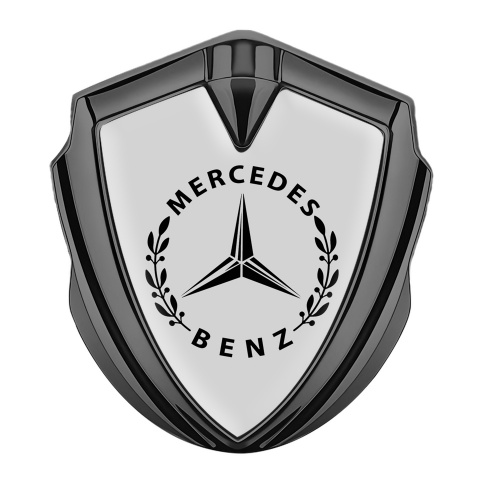 Mercedes Benz 3D Car Metal Domed Emblem Graphite Grey Foundation Laurel