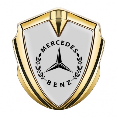 Mercedes Benz 3D Car Metal Domed Emblem Gold Grey Foundation Laurel