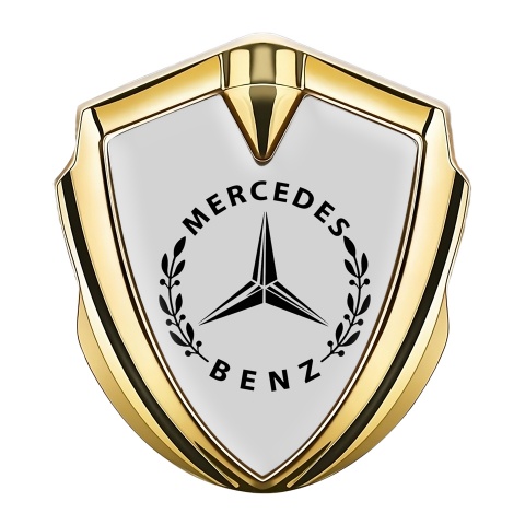 Mercedes Benz 3D Car Metal Domed Emblem Gold Grey Foundation Laurel