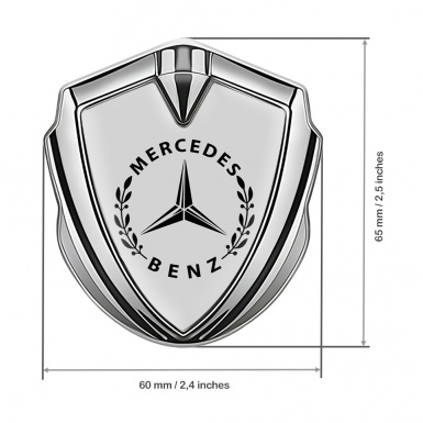 Mercedes Benz 3D Car Metal Domed Emblem Silver Grey Foundation Laurel