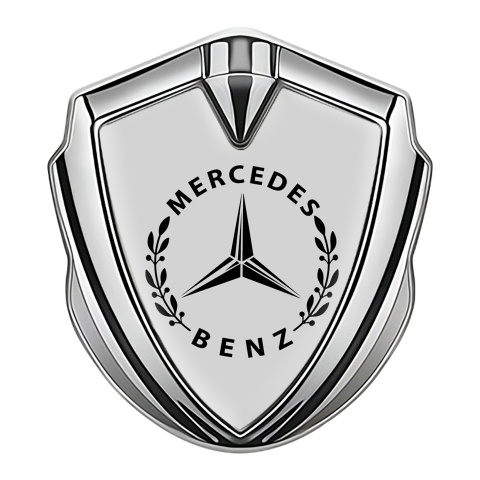 Mercedes Benz 3D Car Metal Domed Emblem Silver Grey Foundation Laurel