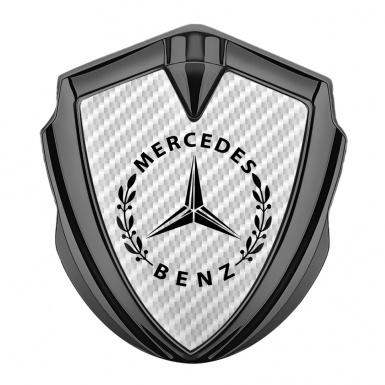 Mercedes Benz 3D Car Metal Domed Emblem Graphite White Carbon Laurel