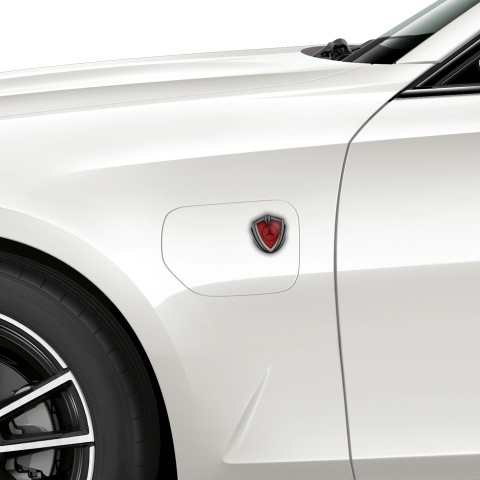 Mercedes Benz Bodyside Domed Emblem Graphite Red Carbon Laurel Design