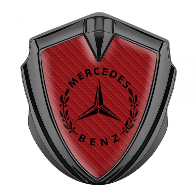 Mercedes Benz Bodyside Domed Emblem Graphite Red Carbon Laurel Design