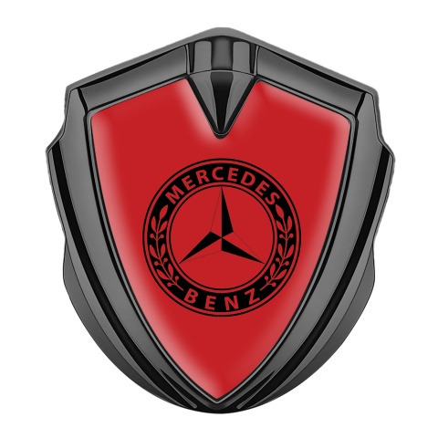 Mercedes Benz Tuning Emblem Self Adhesive Graphite Red Base Round Laurel