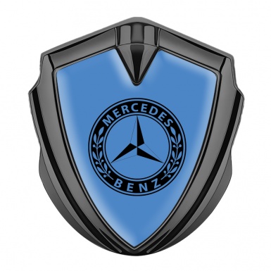 Mercedes Benz Trunk Metal Emblem Badge Graphite Blue Base Laurel Circle