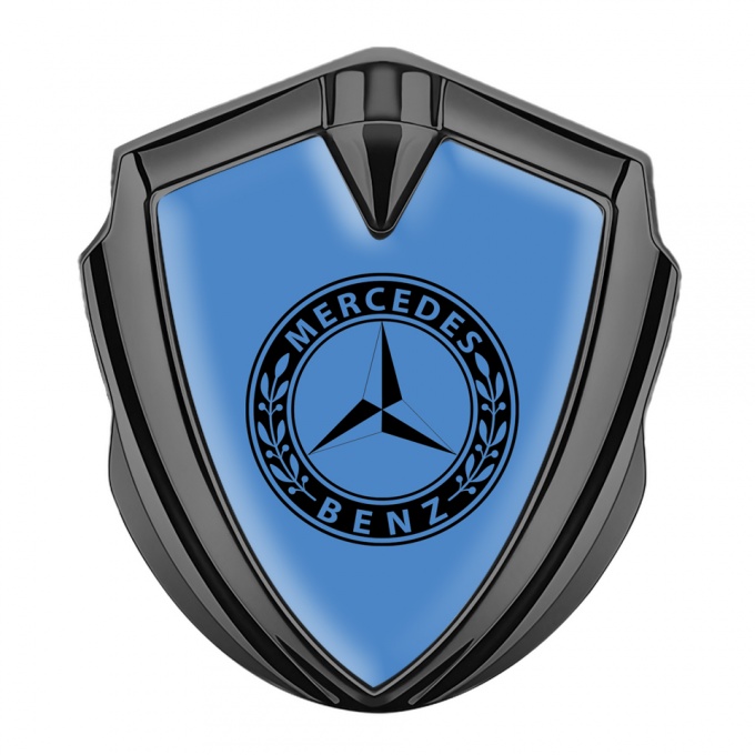 Mercedes Benz Trunk Metal Emblem Badge Graphite Blue Base Laurel Circle