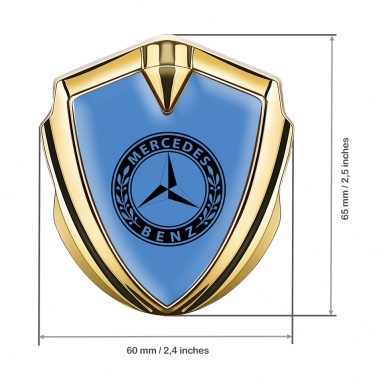 Mercedes Benz Trunk Metal Emblem Badge Gold Blue Base Laurel Circle