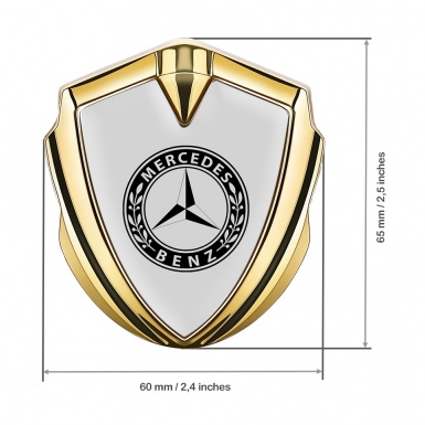 Mercedes Benz Self Adhesive Bodyside Emblem Gold Grey Base Laurel Ring