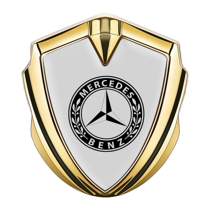 Mercedes Benz Self Adhesive Bodyside Emblem Gold Grey Base Laurel Ring