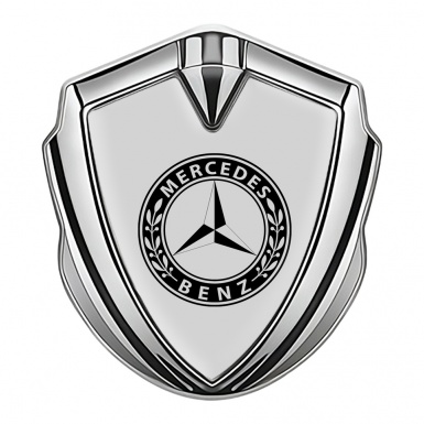 Mercedes Benz Self Adhesive Bodyside Emblem Silver Grey Base Laurel Ring