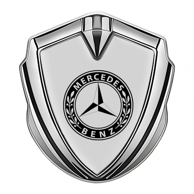 Mercedes Benz Self Adhesive Bodyside Emblem Silver Grey Base Laurel Ring