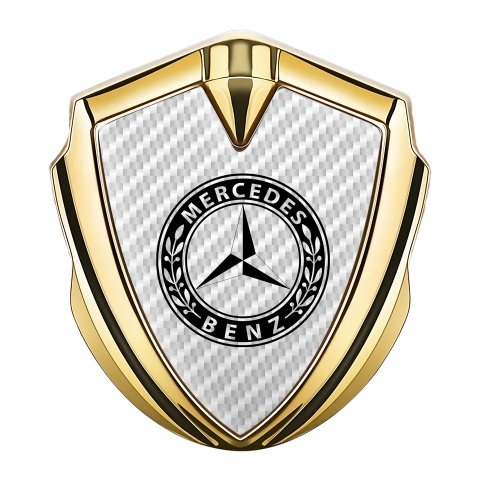 Mercedes Benz Fender Emblem Badge Gold White Carbon Black Laurel Ring