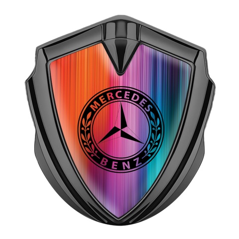 Mercedes Benz Metal Emblem Self Adhesive Graphite Color Gradient Laurel Ring