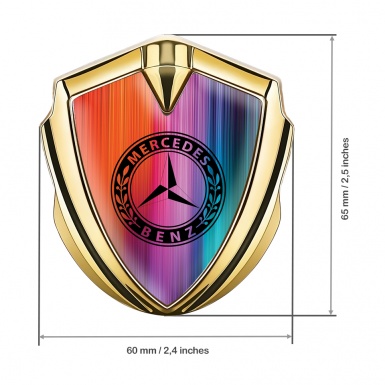 Mercedes Benz Metal Emblem Self Adhesive Gold Color Gradient Laurel Ring