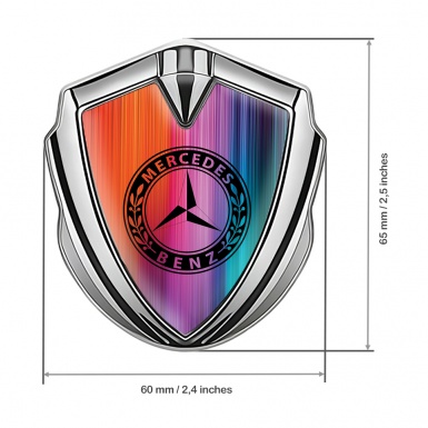 Mercedes Benz Metal Emblem Self Adhesive Silver Color Gradient Laurel Ring