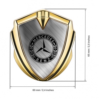 Mercedes Benz 3D Car Metal Domed Emblem Gold Brushed Alloy Laurel Ring