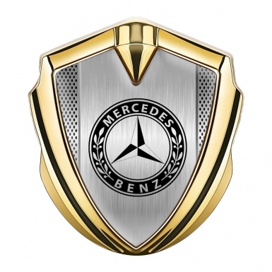 Mercedes Benz Bodyside Domed Emblem Gold Alloy Pilon Black Laurel Rim