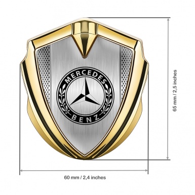 Mercedes Benz Bodyside Domed Emblem Gold Alloy Pilon Black Laurel Rim