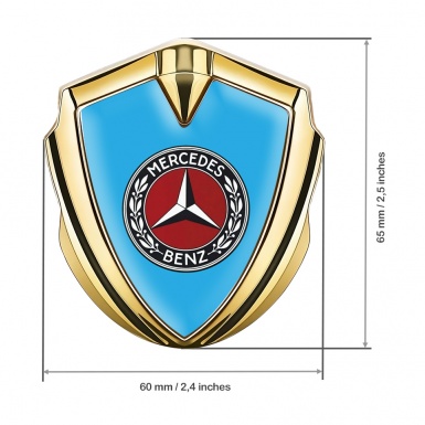 Mercedes Benz Fender Emblem Badge Gold Blue Base Red Circle Design