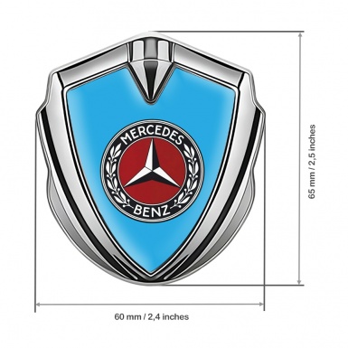 Mercedes Benz Fender Emblem Badge Silver Blue Base Red Circle Design