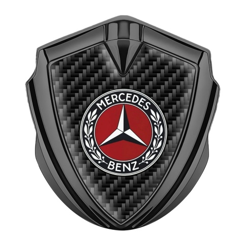 Mercedes Benz Fender Metal Domed Emblem Graphite Carbon Red Circle