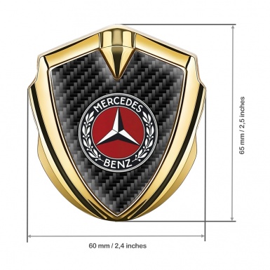 Mercedes Benz Fender Metal Domed Emblem Gold Carbon Red Circle