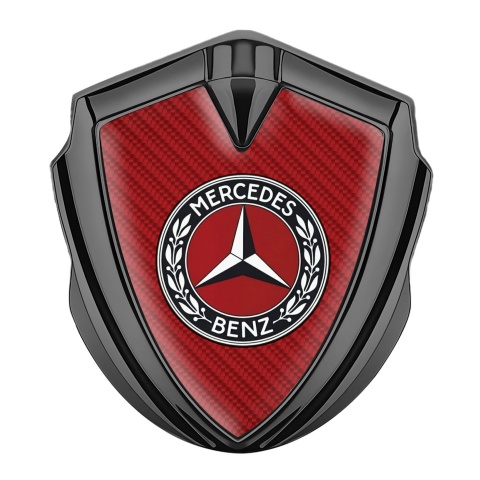 Mercedes Benz Trunk Metal Emblem Badge Graphite Red Carbon Red Circle
