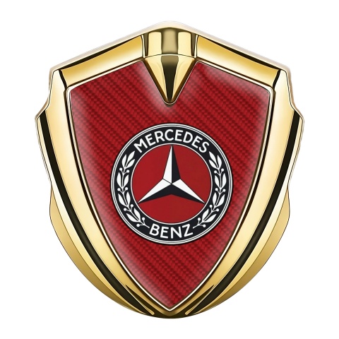 Mercedes Benz Trunk Metal Emblem Badge Gold Red Carbon Red Circle