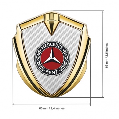 Mercedes Benz 3D Car Metal Domed Emblem Gold White Carbon Circle Logo