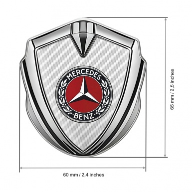 Mercedes Benz 3D Car Metal Domed Emblem Silver White Carbon Circle Logo